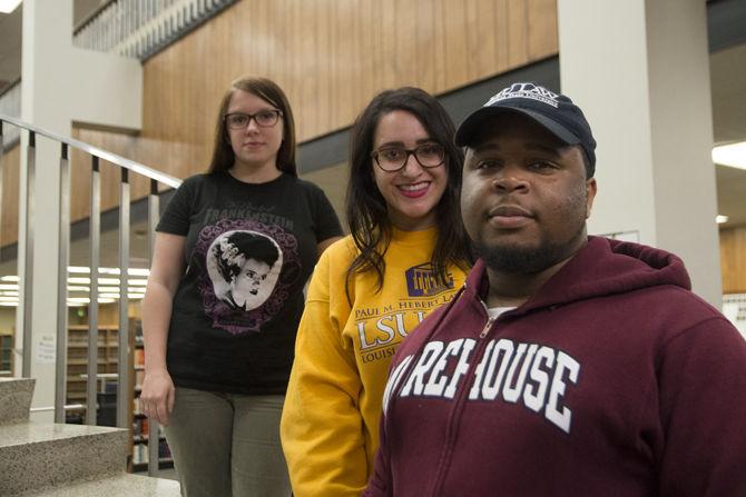 Members of the student animal legal defense fund, President Joy Reeves, Vice President Stephanie Buehler and Treasurer Brandon Pierre-Thomas.