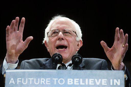 Democratic presidential candidate Sen. Bernie Sanders, I-Vt., speaks during a campaign stop at the Claremont Opera House, Tuesday, Feb. 2, 2016, in Claremont, N.H. (AP Photo/John Minchillo)