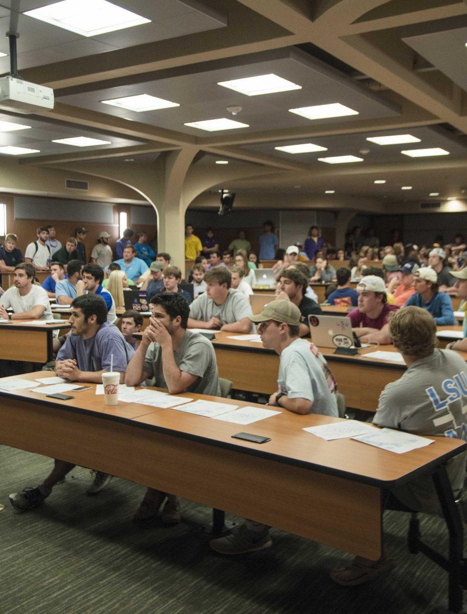 A committee from the LSU Dean of Students' office held a meeting on Wednesday, April 3, 2016, for students to voice their opinions on possible changes to the University's tailgating policies.