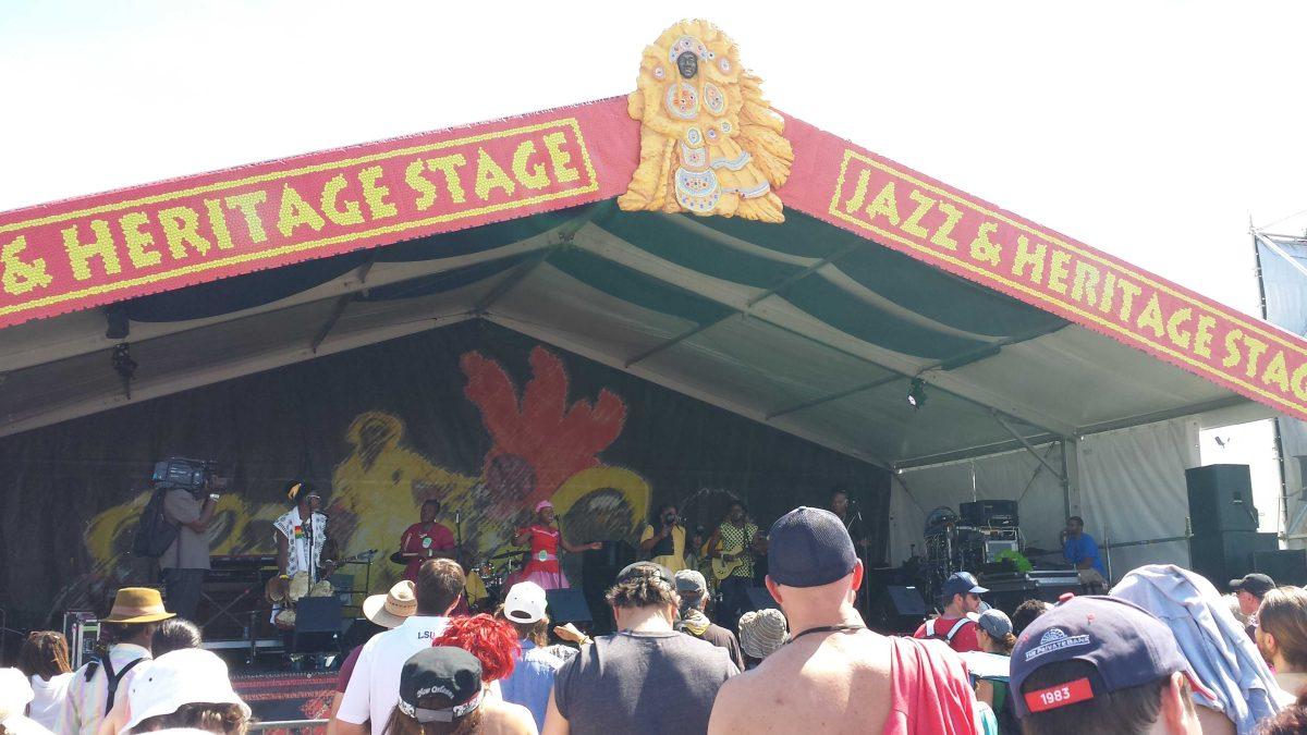 The Garifuna Collective performing at the Jazz &amp; Heritage Stage on Sunday