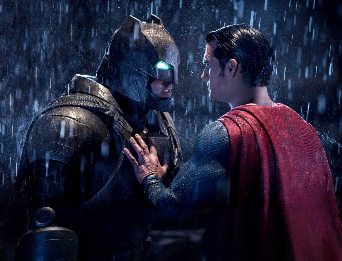 This image released by Warner Bros. Pictures shows Ben Affleck, left, and Henry Cavill in a scene from, "Batman v Superman: Dawn of Justice." (Clay Enos/Warner Bros. Pictures via AP)