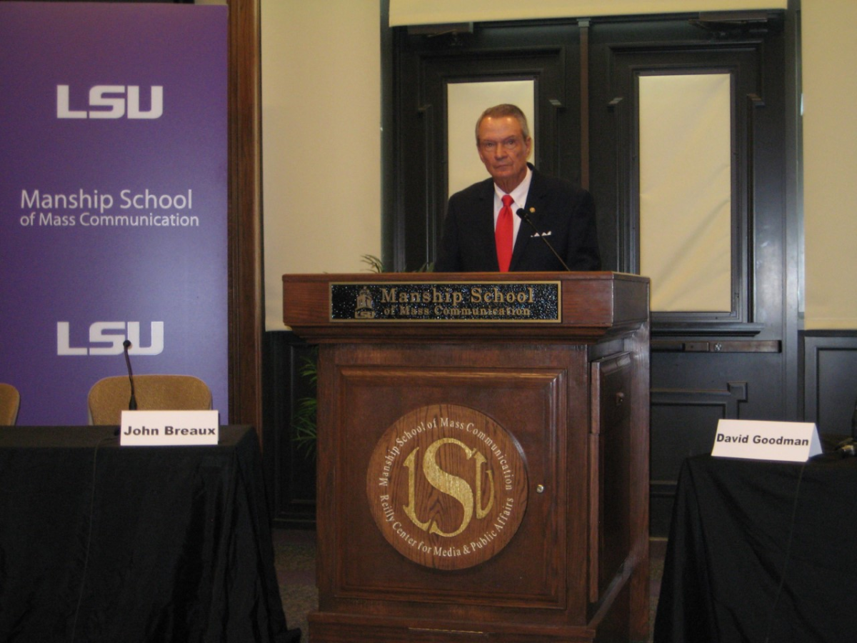 Former United States Sen. John Breaux, who served in Louisiana from 1987 until 2005, was the keynote speaker at the annual Breaux Symposium held in LSU&#8217;s Holliday Forum.