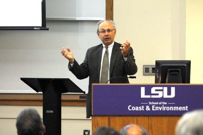 LSU Comprehensive and Strategic Master Plan Urban Planner, Alex Krieger, make the final presentation on Thursday, Sept. 10, 2015, in the Woods Auditorium.