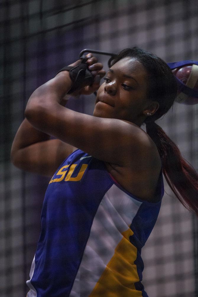 LSU sophmore Maravalyn Vernon places 4th in the weight throw on Saturday, Feb. 13, 2016 in the Pete Maravich Assembly Center