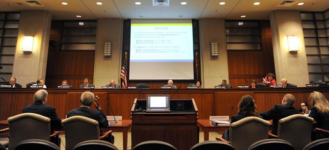 The Board of Regents hear motions from different subcommittees Aug. 21, 2013 in the Louisiana Purchase Room located in the Claiborne Building in Downtown Baton Rouge.