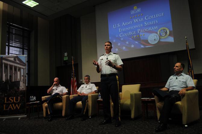 Military officers visit Paul M. Hebert Law Center to discuss national security, civilian relations