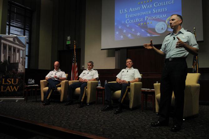 Military officers visit Paul M. Hebert Law Center to discuss national security, civilian relations