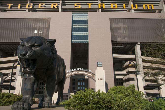 Tiger Stadium stands tall on Stadium Drive next to the PMAC on Tuesday April 5, 2016.