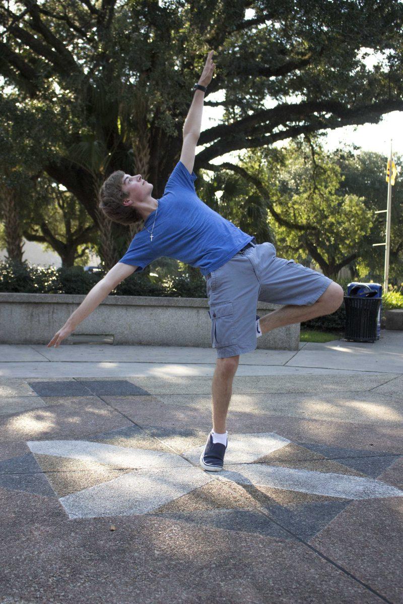 LSU agriculture education and dance student Zachary Wright exhibits his dancing abilities on Tuesday, Aug. 23, 2016 on campus.