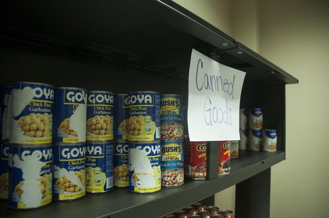 The LSU Food Pantry has canned goods and soft drinks available for pick-up on Sept. 6, 2016 in room 358 of the Student Union.