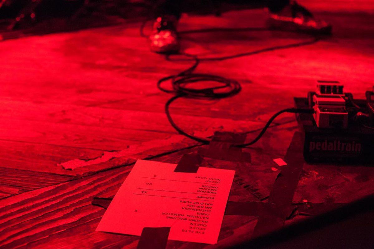 Melvins set list is taped to stage Saturday, September 10 at Spanish Moon.