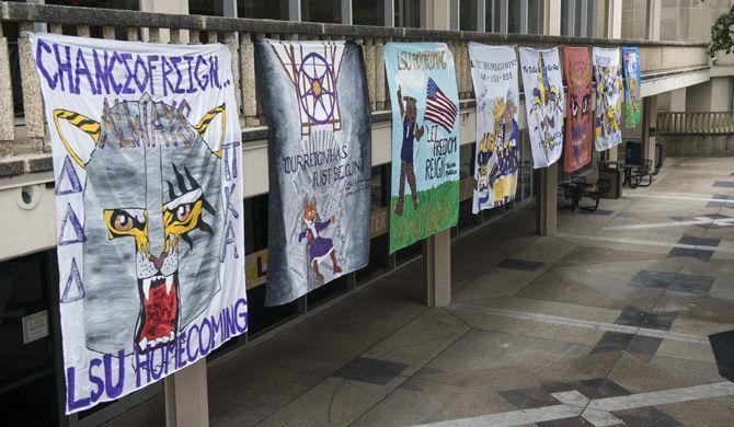 LSU greek life posters being displayed at the LSU student union for homecoming week on Monday Sept. 26, 2016, on LSU campus.