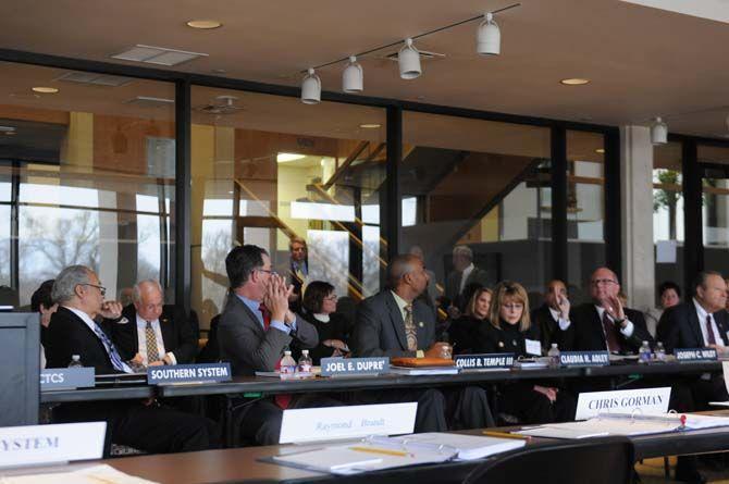 Members debate during the Board of Regents meeting on Feb. 23, 2015, where tuition autonomy is discussed.