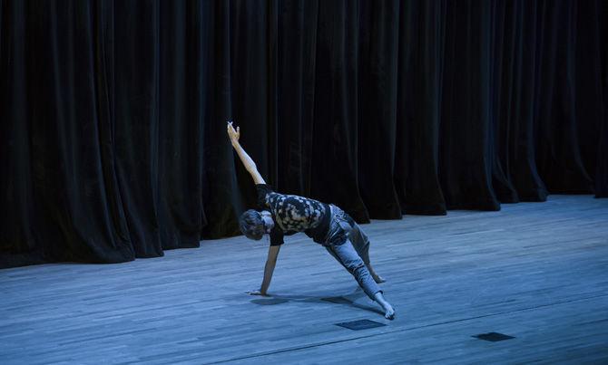 LSU student does an interpretive dance routine in the 2016 Homecoming Week talent show on Sept. 27, 2016 in the Union Theater.