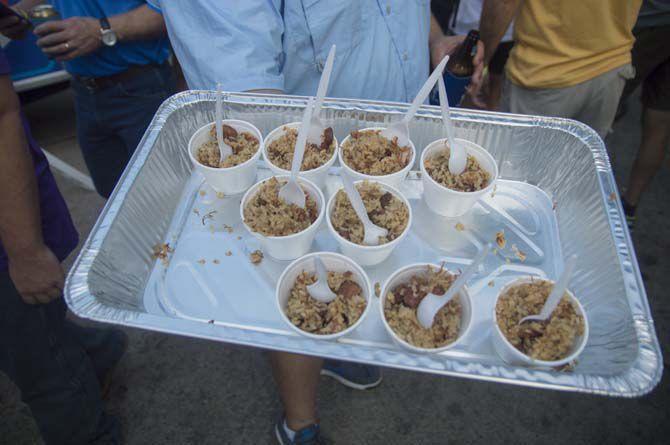 Total Petrochemicals handing out jambalaya at the 29th annual Jambalaya Jam on Thursday, Oct. 13 at North Blvd Town Square in downtown Baton Rouge.