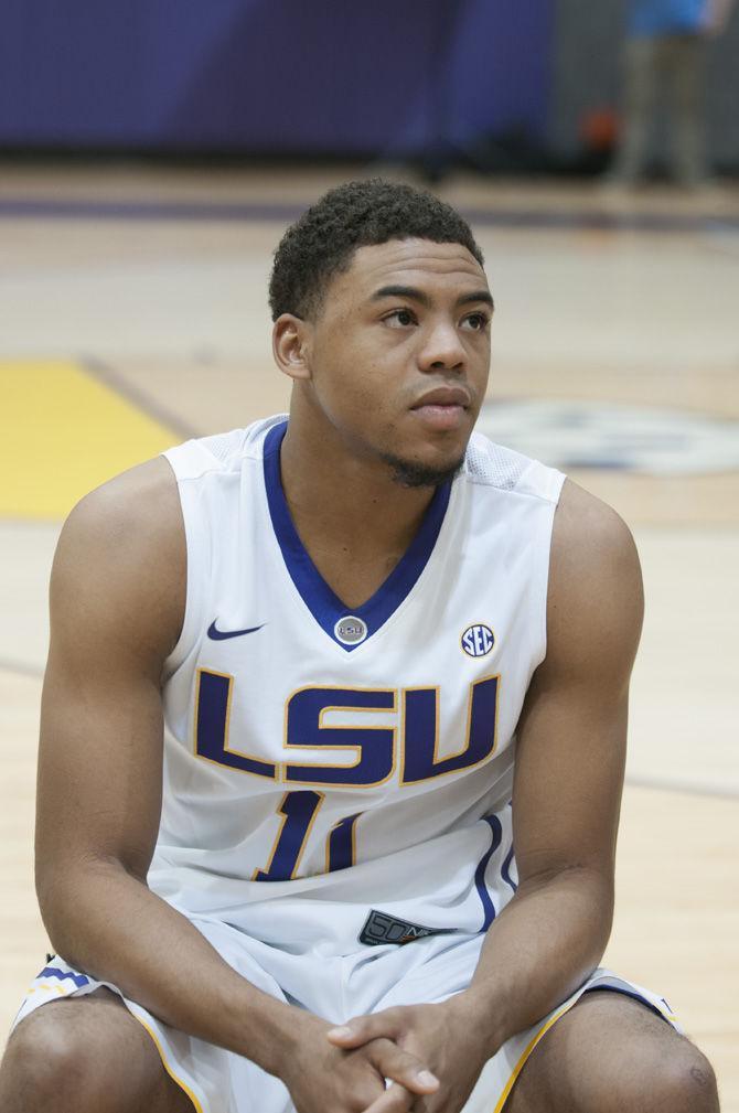 LSU junior guard Jalyn Patterson (11) awaits a reporter's question on October 12, 2016 in the University Basketball Practice Facility.