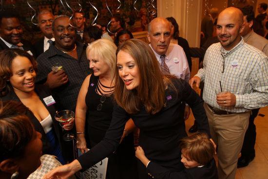 Caroline Fayard is congratulated by supporters after advancing to a runoff Nov. 2 with Jay Dardenne for Lt. Governor at the Royal Sonesta Hotel on Oct. 3, 2010.&#160;