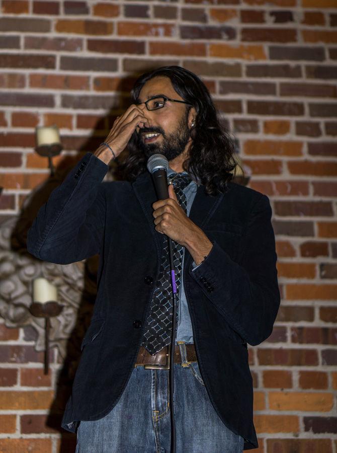 Standup comedian Krish Mohan delivers a joke at The Guru on Government Street on Oct. 10, 2016.