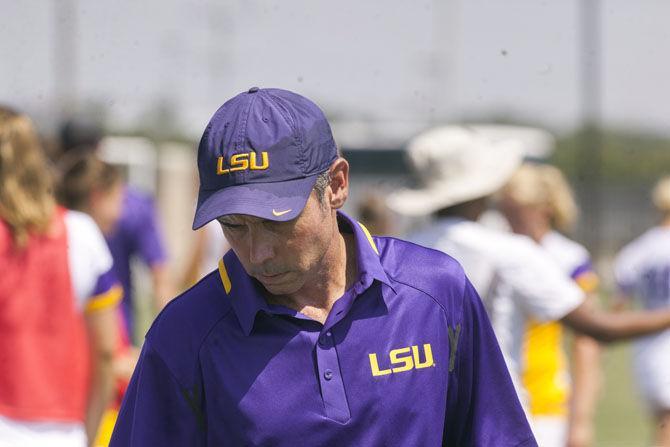 LSU head soccer coach Brian Lee on Sunday, Sept. 20, 2015 during the Tigers&#8217; 5-1 win at LSU Soccer Stadium.