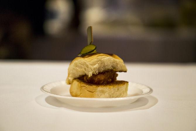 A sweet and savory slider from Sweet + Savory Company occupies a table during the 34th annual Capital Chefs' Showcase on Nov. 16, 2016 at the Crowne Plaza Hotel on Constitution Ave. The showcase featured food, entertainment and auctions and benefited Cancer Services, a local nonprofit serving the needs of those with cancer in the greater Baton Rouge area.