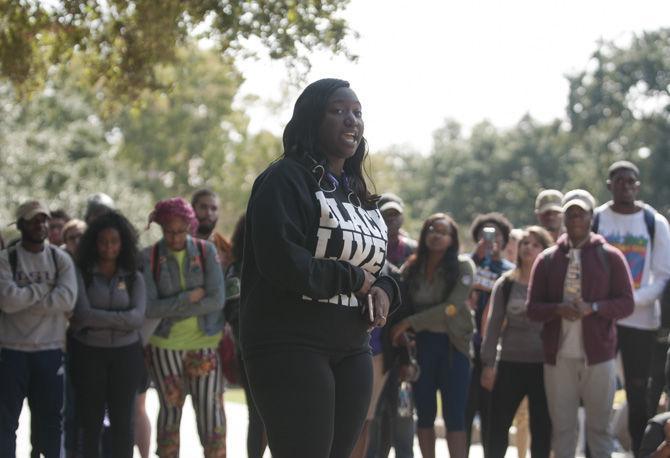 Students rally in Quad to protest after Donald Trump's election