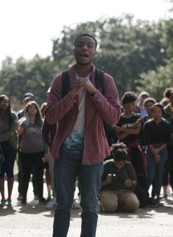 Students rally in Quad to protest after Donald Trump's election