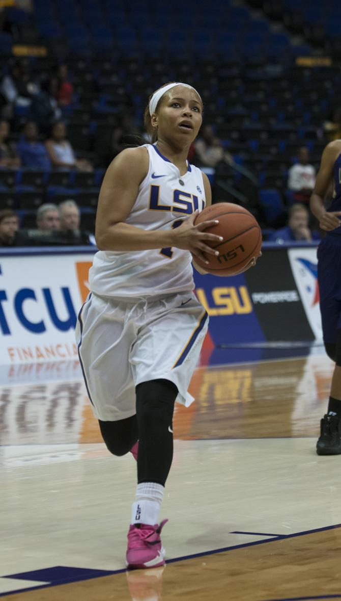 LSU junior guard Jenna Deemer (1) prepares to shoot a lay up during the Lady Tigers' 81-34 win against LeMoyne-Owen on November 6, 2016 in the Pete Maravich Assembly Center.