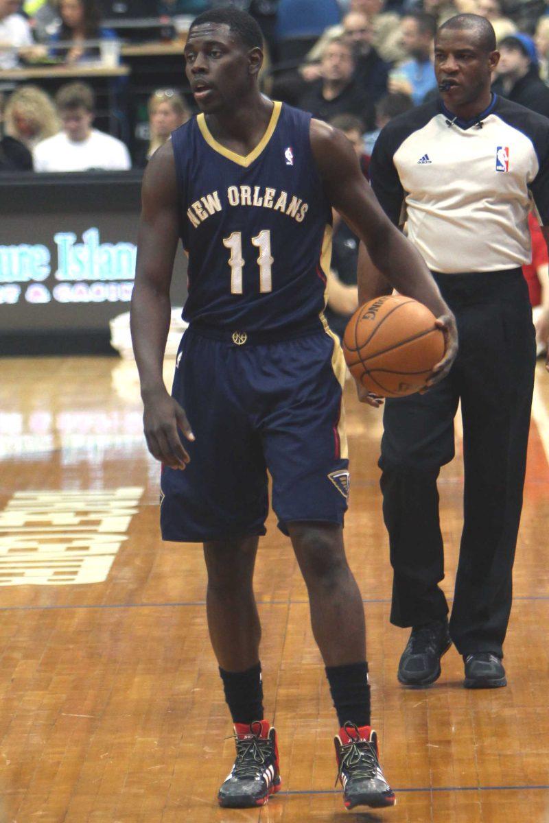 Jrue Holiday during a game with the Pelicans in 2014. Courtesy of Wikimedia&#160;