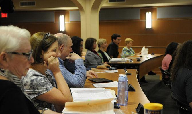 Various members of the LSU faculty sit in on the Faculty Senate Meeting held on Tuesday, Oct. 6, 2015 in the Capitol Chamber of the LSU Student Union.