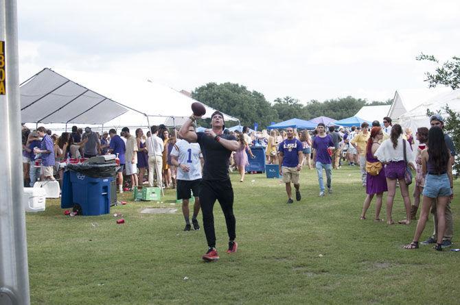 Students tailgating on the LSU Parade Ground on Saturday Sept. 10, 2016, before the Tigers' matchup against Jacksonville State University.