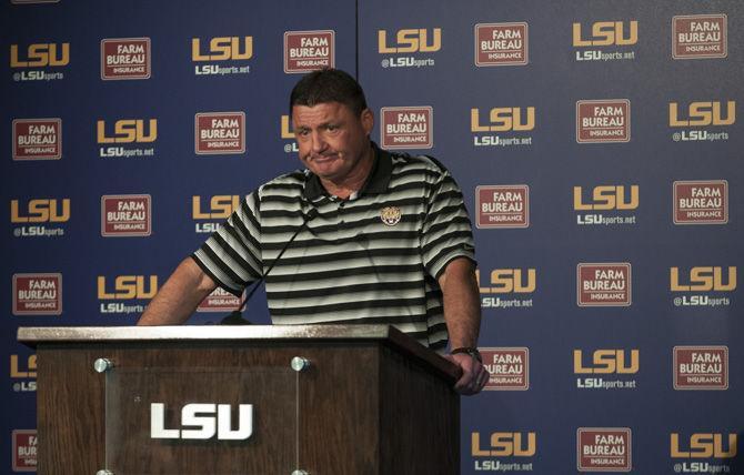 LSU Interim Head Coach Ed Orgeron speaks about the 10-0 loss against Alabama on Saturday, November 5, 2016.