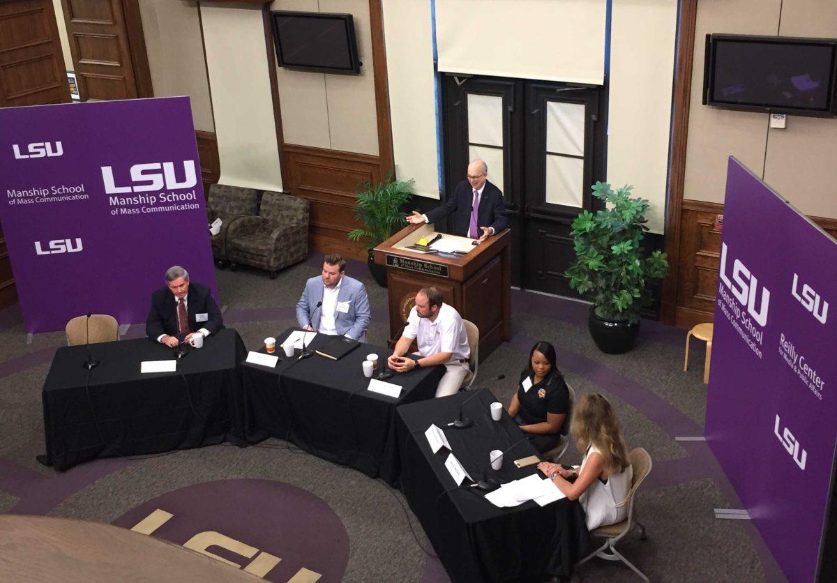 A panel of front office sports executives discuss the challenges that plague them during the opening session of LSU&#8217;s Sports Summit 2016 Wednesday.&#160;&#160;