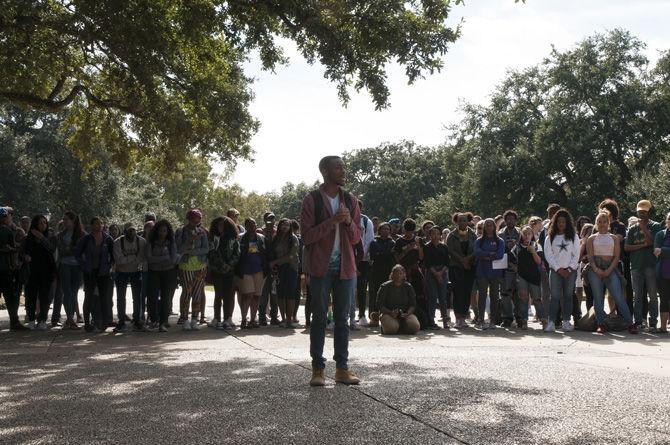 Students rally in Quad to protest after Donald Trump's election