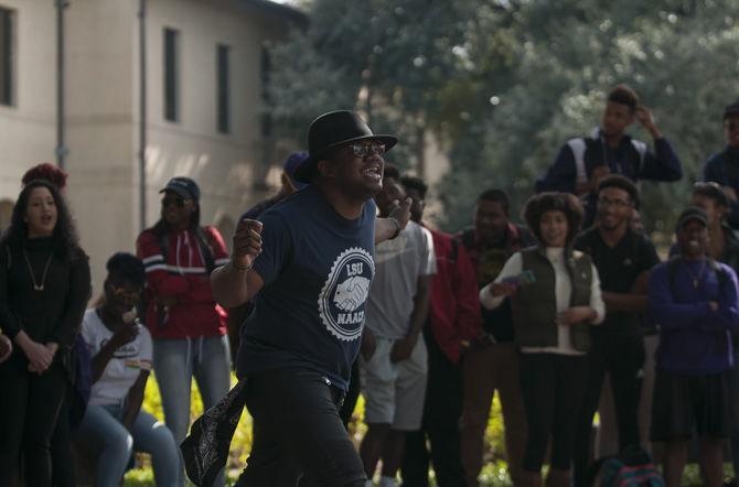 Students rally in Quad to protest after Donald Trump's election