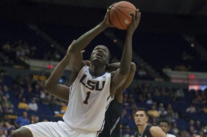 LSU junior forward Duop Reath (1) shoots a layup during the Tigers' 78-70 win against North Florida on Friday, Nov. 18, 2016 in the Pete Maravich Assembly Center.