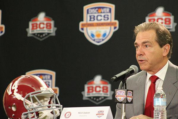 Alabama coach Nick Saban at a press conference BCS National Championship press conference on Jan. 6, 2013.&#160;