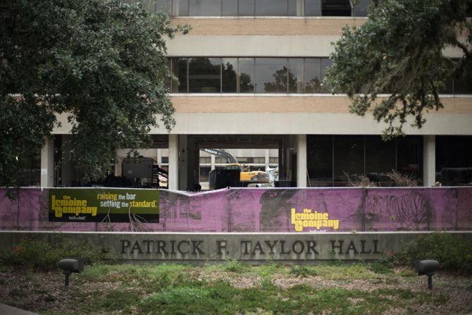 Patrick F. Taylor Hall recieving its renovations on Sept. 9, 2016 as construction goes on inside and outside of the complex.