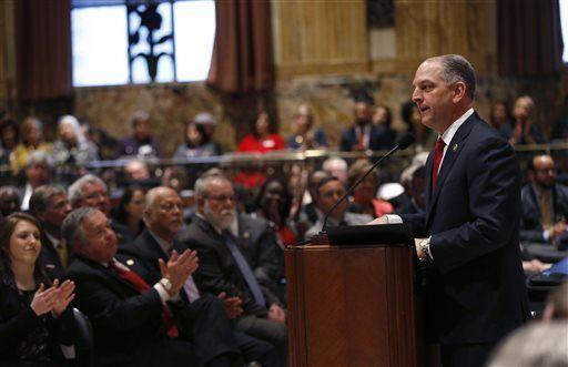 Louisiana Gov. John Bel Edwards speaks during the opening of a special legislative session in the state House chamber in Baton Rouge, La., Sunday, Feb. 14, 2016. (AP Photo/Gerald Herbert, Pool)