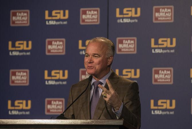 LSU baseball coach Paul Mainieri speaks with the media on Friday, Jan. 27, 2017 in the athletic administration building.