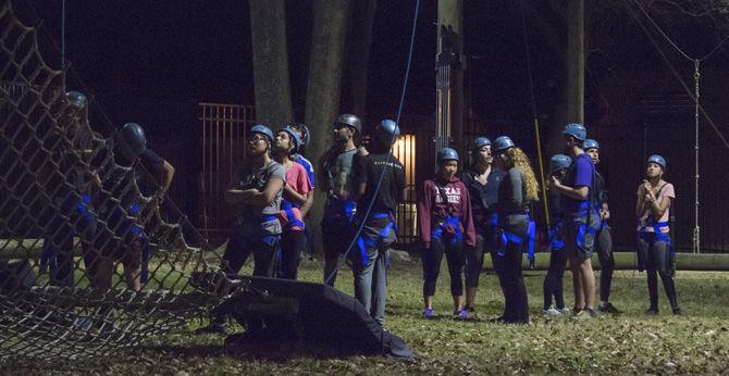 Students climb high during UREC Open Challenge Course