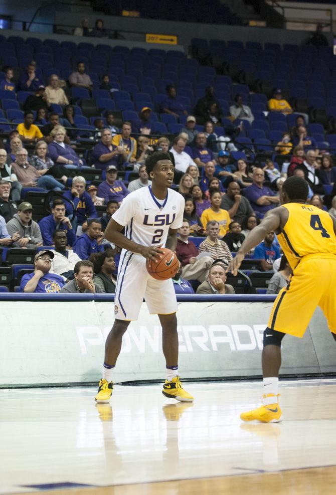 LSU sophomore guard Antonio Blakeney (2) scans the floor during the Tigers' 113-80 win over Reinhardt on November 7, 2016 in the Pete Maravich Assembly Center.