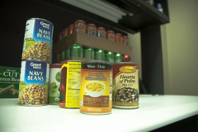 The LSU Food Pantry has canned goods and soft drinks available for pick-up on Sept. 6, 2016 in room 358 of the Student Union.