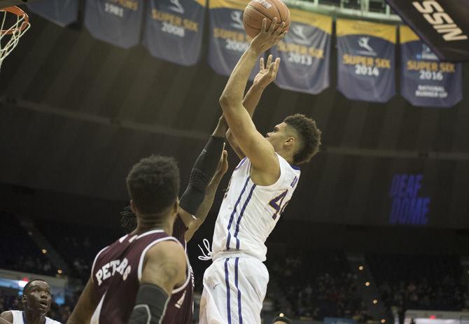 LSU freshman forward Wayde Sims (44) shoots a jump shot during the Tigers' 95-78 loss to Mississippi State on Saturday, Jan. 07, 2017 in the Pete Maravich Assembly Center.