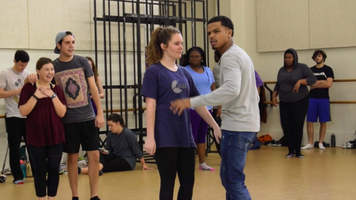 The cast of "Hairspray: the Broadway Musical" are seen rehearsing their choreography.&#160;