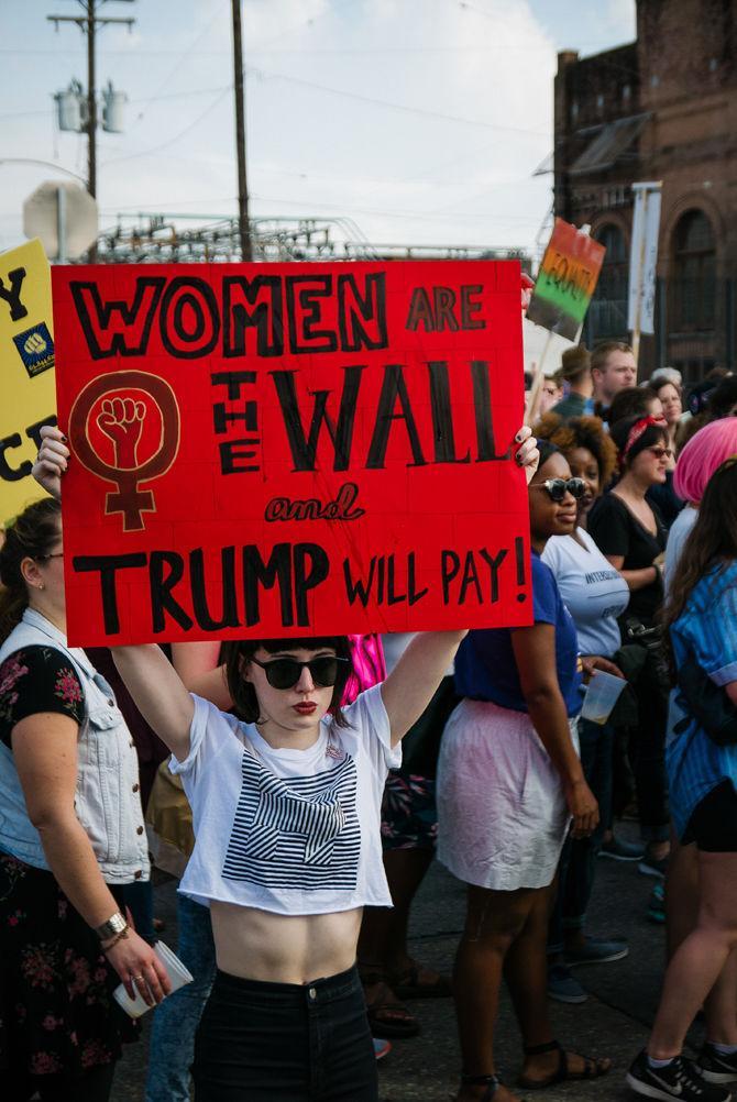 A demonstrator proudly displays her sign on Saturday, Jan. 21, 2017, during the Women's March in New Orleans.