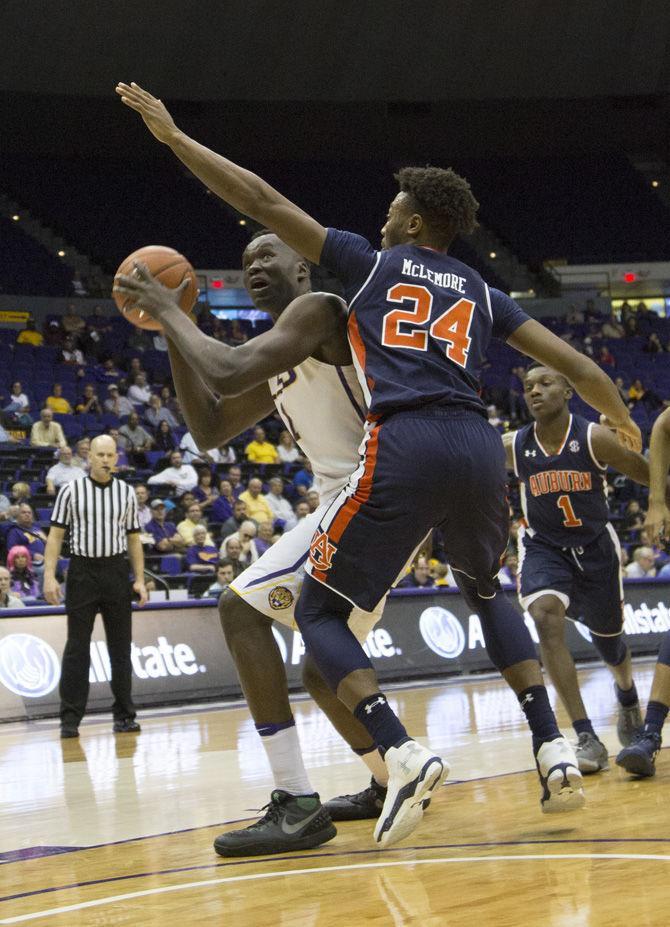 LSU junior forward Duop Reath (1) shoots the ball during the Tigers' 98-75 loss to Auburn on Tuesday, Feb. 21, 2017 in the Pete Maravich Assembly Center.