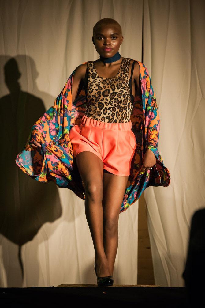 A model poses in designs from Richie Clark Clothing at Oneofakind Baton Rouge Fashion Week's The Big Night on Feb. 18, 2017.