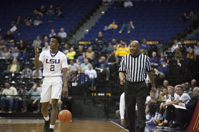 LSU sophomore guard Antonio Blakeney (2) moves the ball down the court during the Tigers' 88-63 loss to South Carolina on Wednesday, Feb. 1, 2017 at the Pete Maravich Assembly Center.