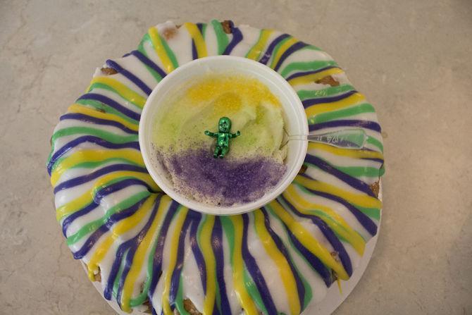 King cake-themed desserts displayed at Tredici Bakery on Monday, Jan. 30, 2017.