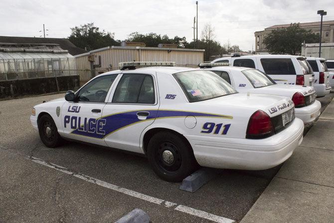 A squad car rests in the LSUPD station parking lot on Wednesday, January 11, 2016.